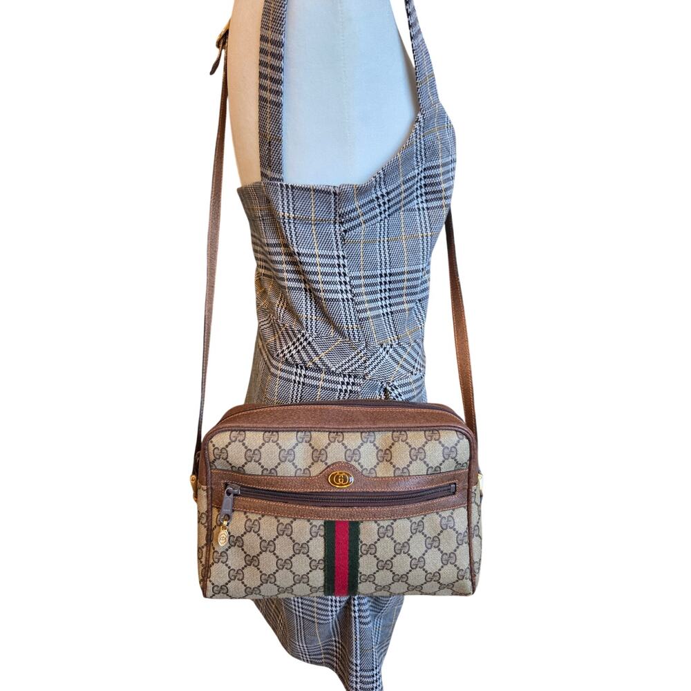 Gucci GG Monogram Vintage Ophidia Crossbody Bag Sherry Line Adjustable Strap - Picture 2 of 15
